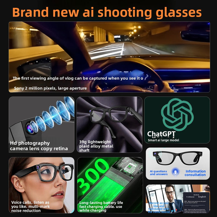 AI Smart Glasses with 8MP Camera & Real-Time Translation ? Wireless Audio & Voice Call Glasses